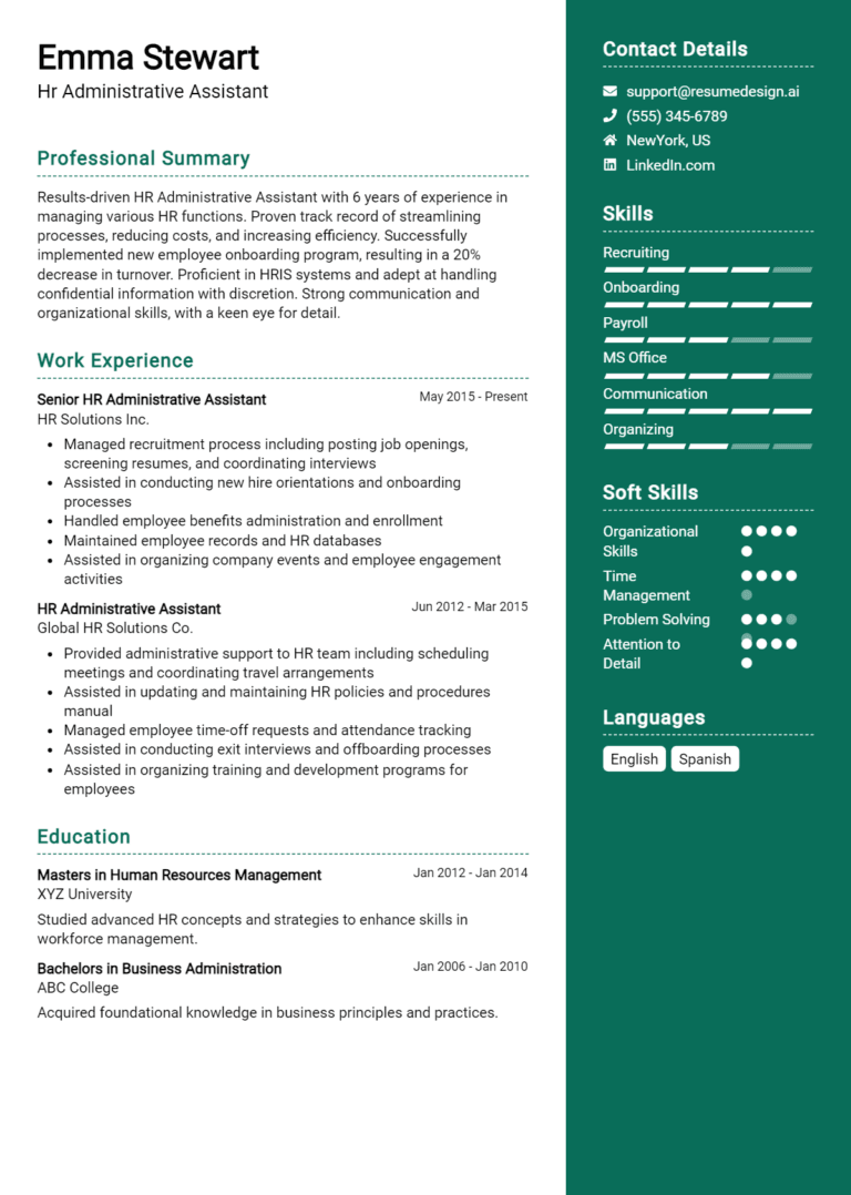 25 HR Administrative Assistant Resume Examples And Templates for 2025