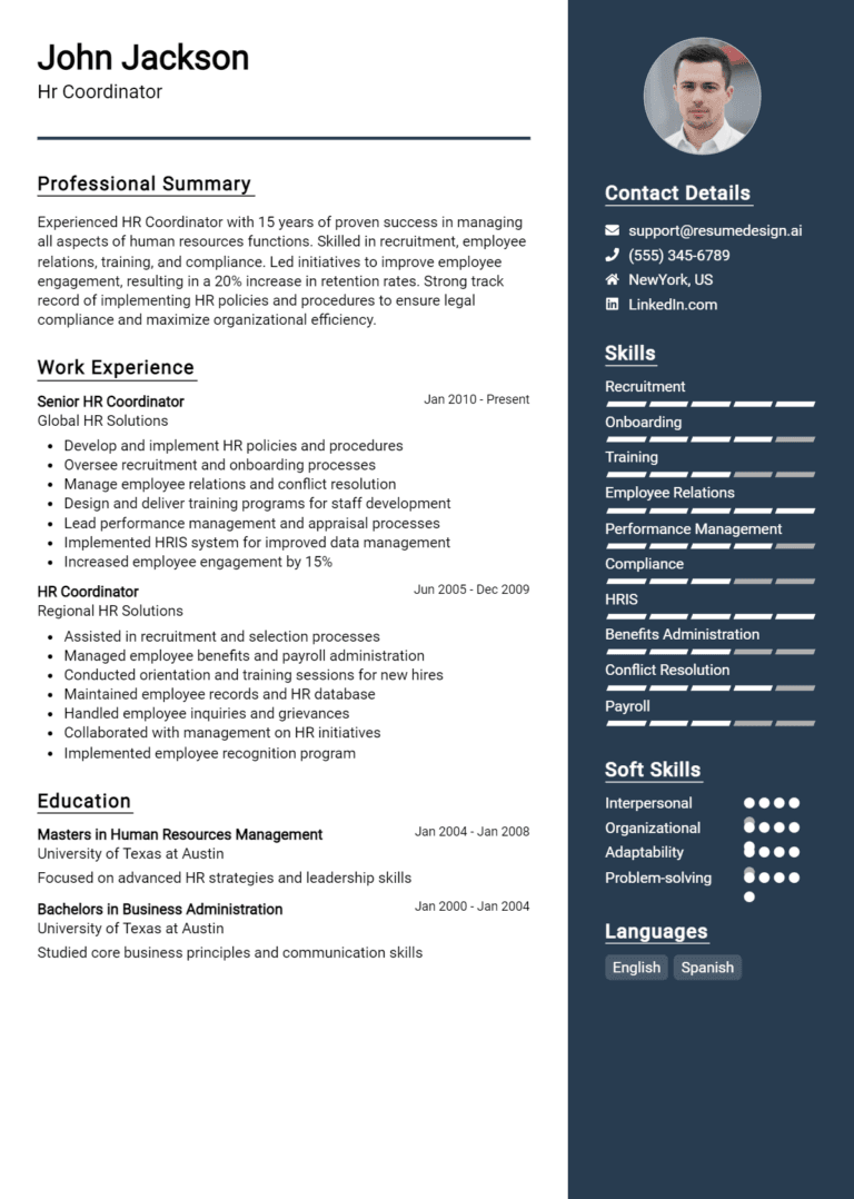16 HR Coordinator Resume Examples And Templates for 2025 [Guide]
