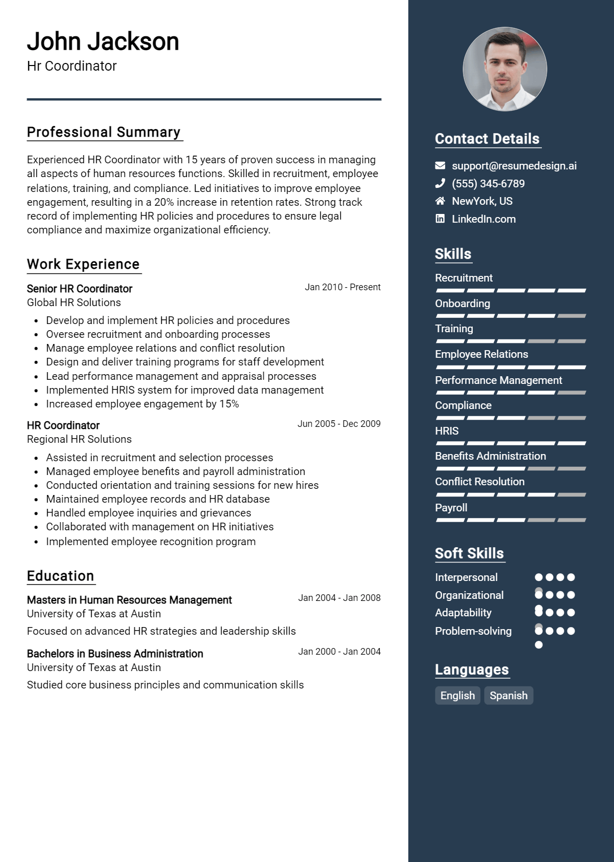 Hr Coordinator Resume Example