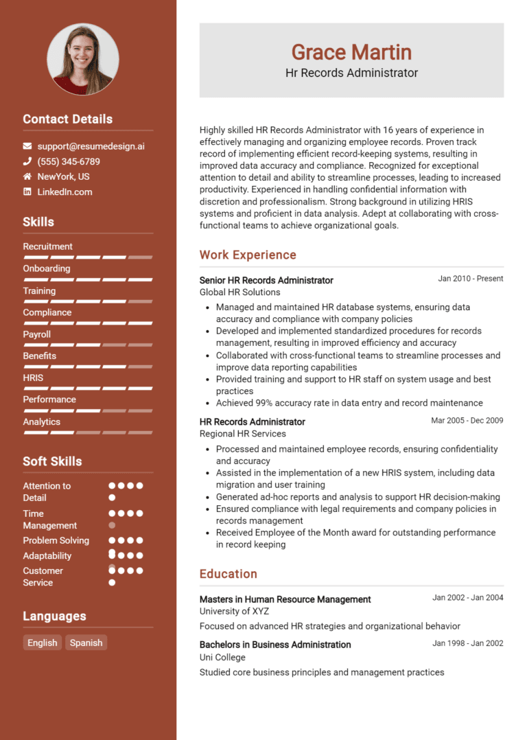 16 HR Records Administrator Resume Examples And Templates for 2025