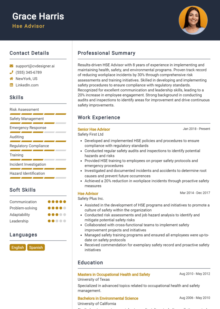 Hse Advisor Resume Example (1)