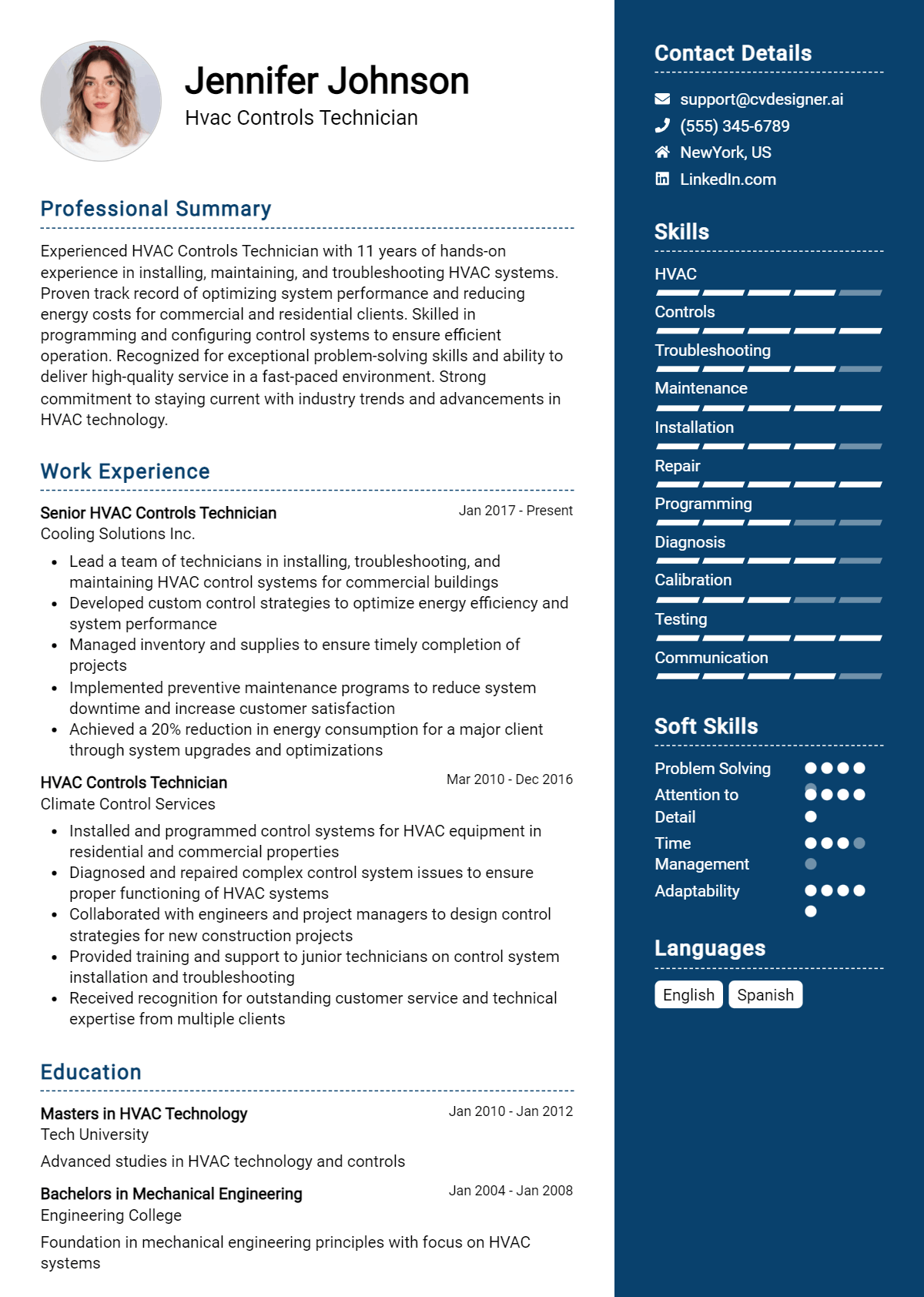 Hvac Controls Technician Resume Example