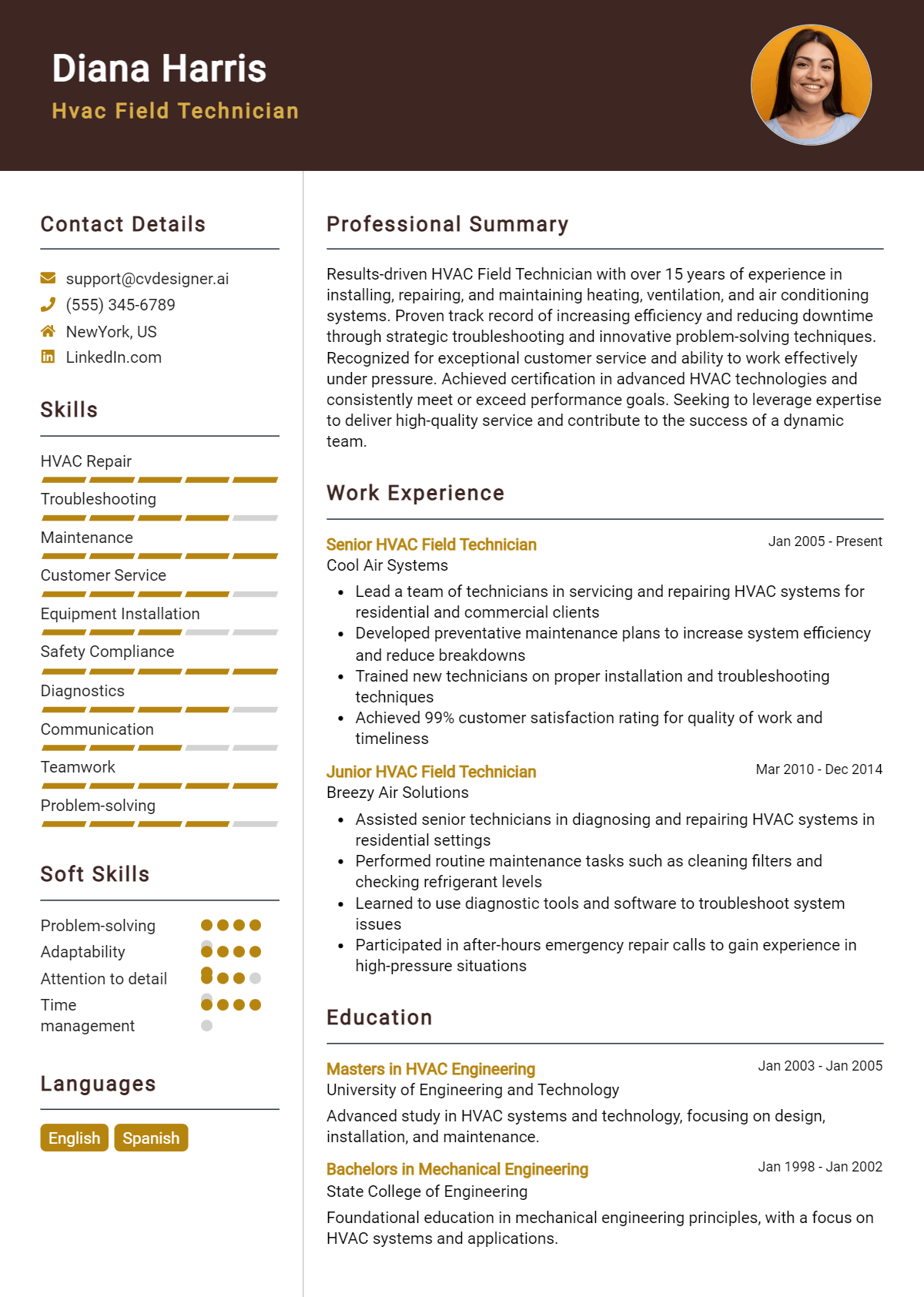 Hvac Field Technician Resume Example