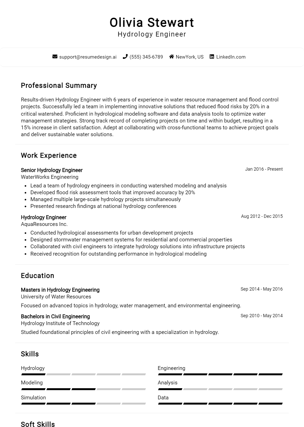 Hydrology Engineer Resume Example