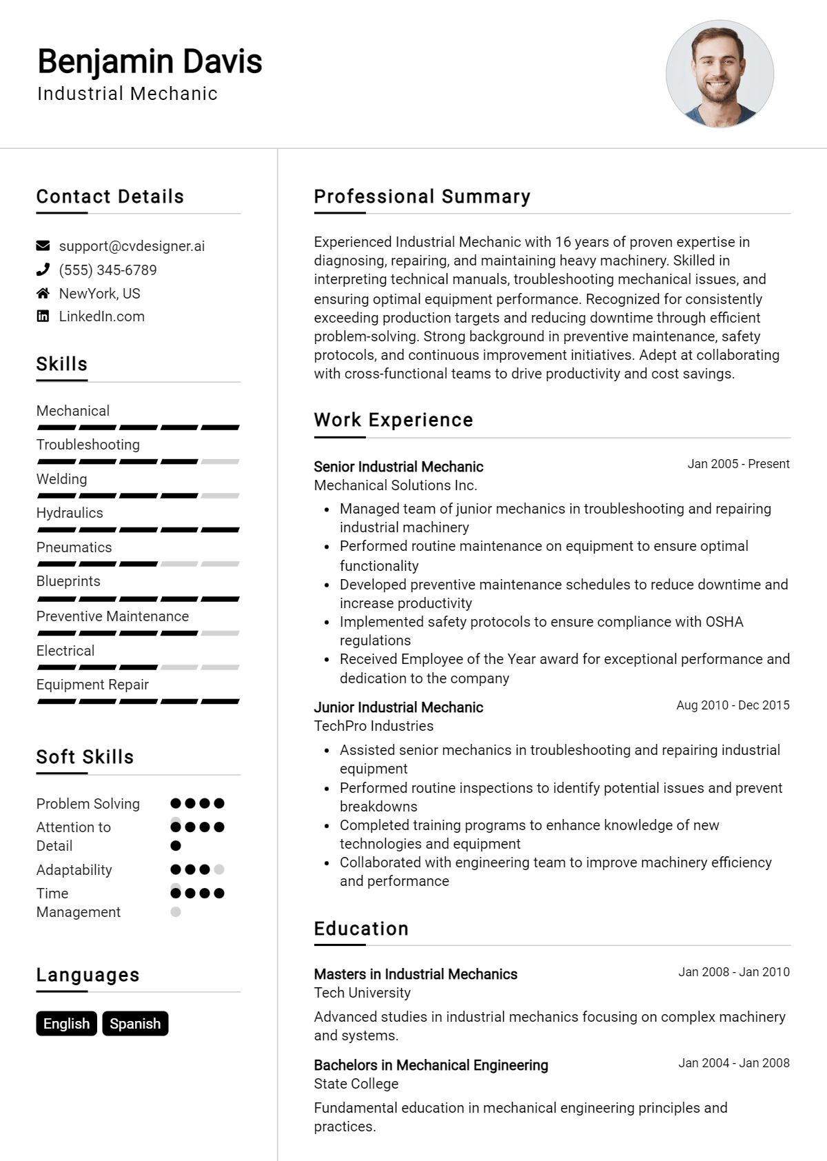 Industrial Mechanic Resume Example (1)