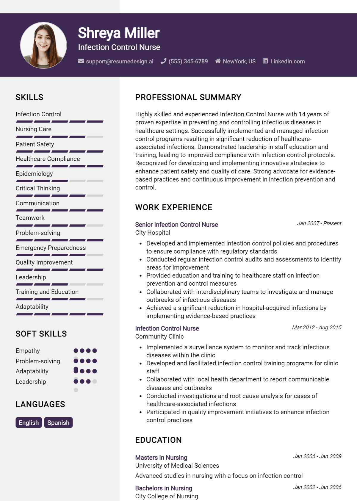 Infection Control Nurse Resume Example