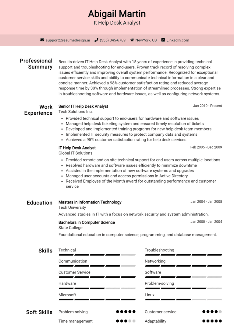 25 IT Help Desk Analyst Resume Examples And Templates for 2025