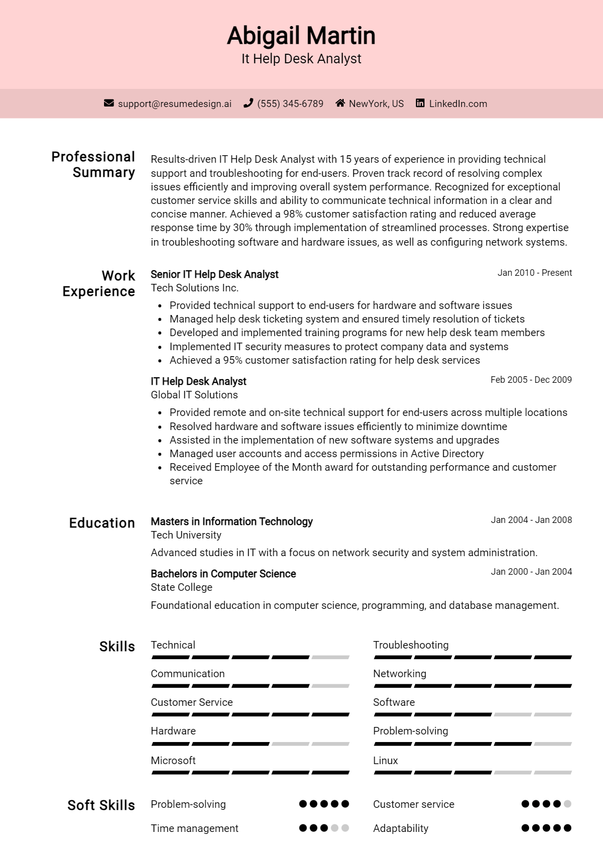 It Help Desk Analyst Resume Example