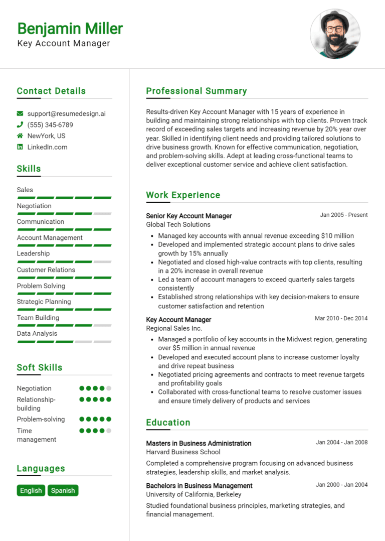 19 Key Account Manager Resume Examples And Templates for 2025 [Guide]