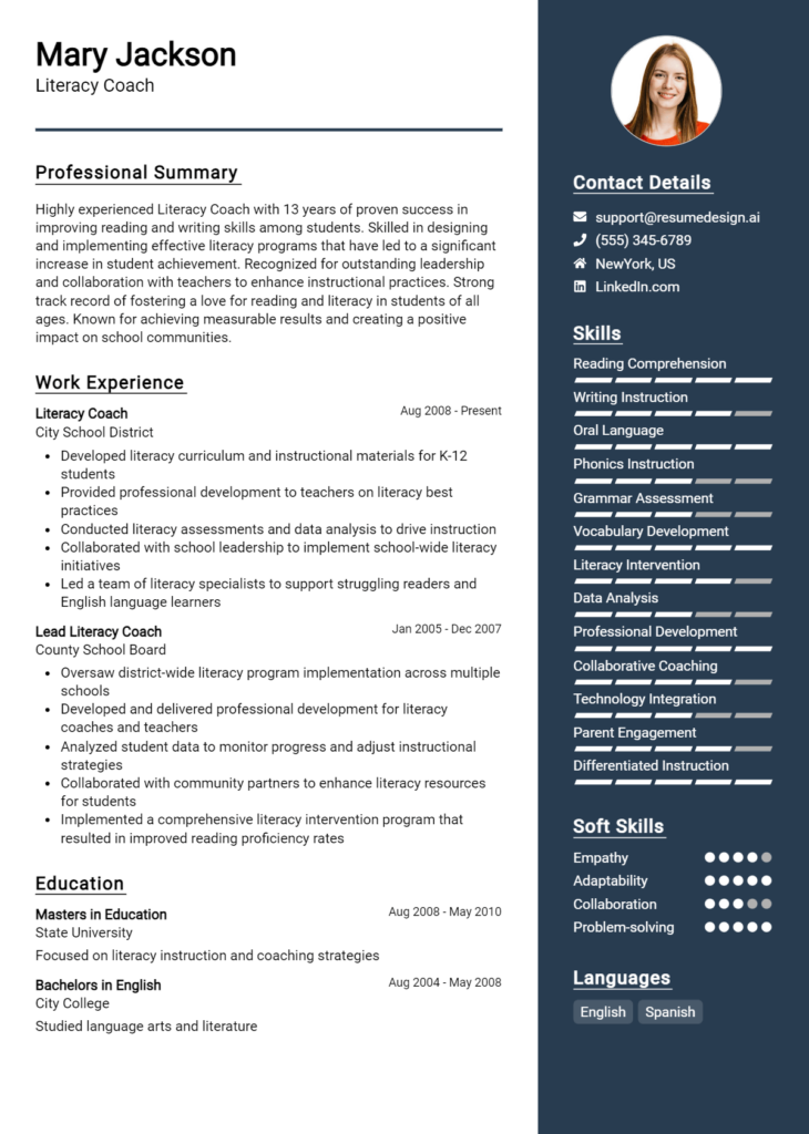 Literacy Coach Resume Example