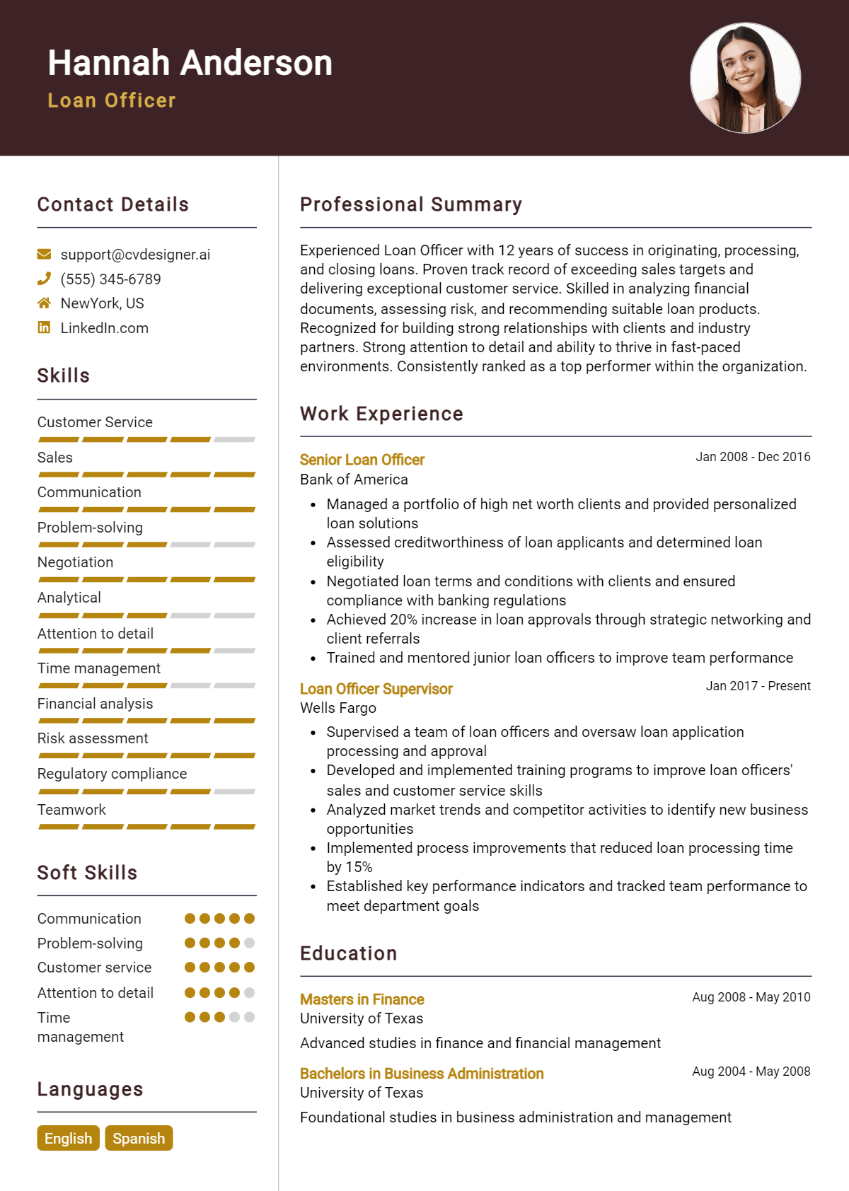 Loan Officer Resume Example