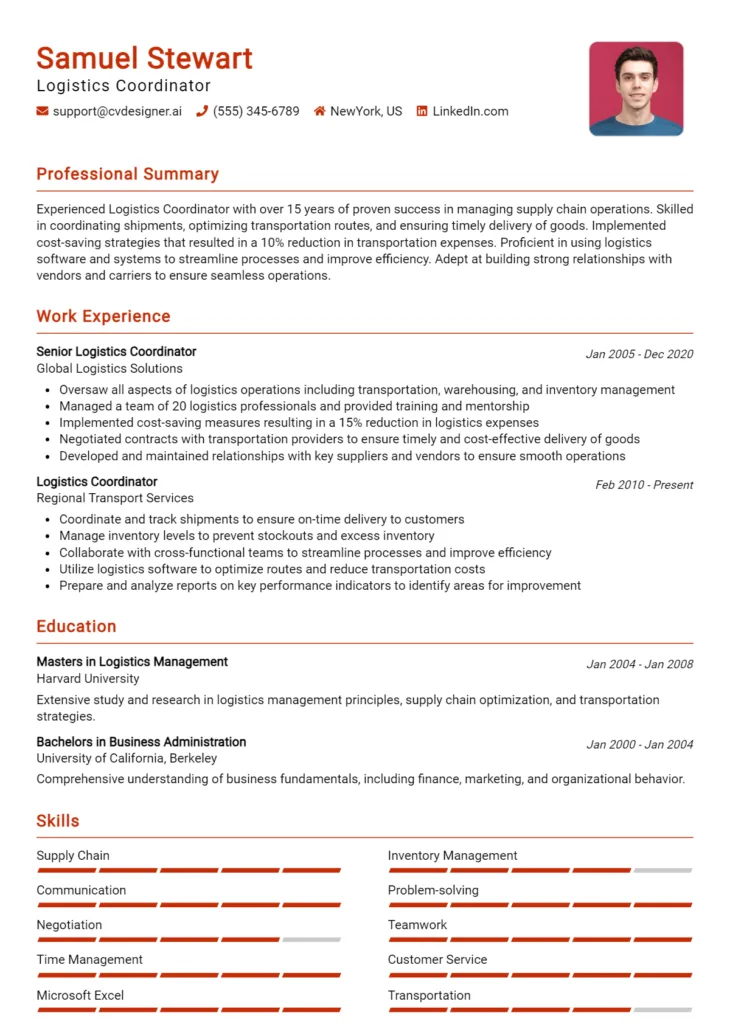 Logistics Coordinator Resume Example (1)
