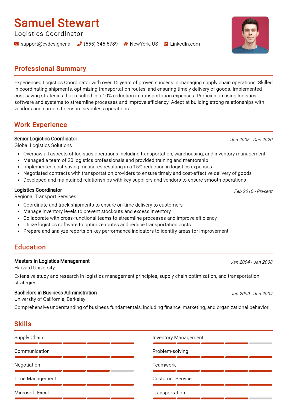 Logistics Coordinator Resume Example (1)