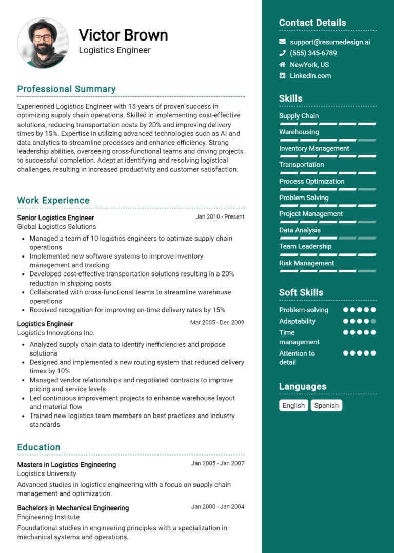18 Logistics Engineer Resume Examples And Templates for 2025