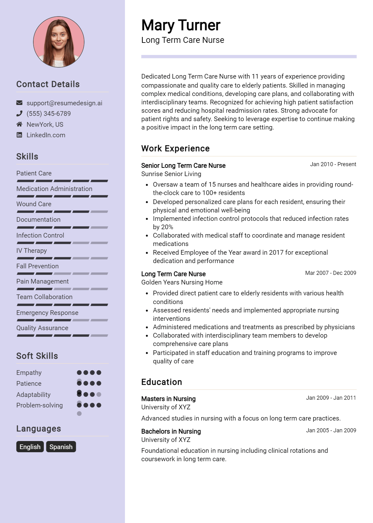 Long Term Care Nurse Resume Example