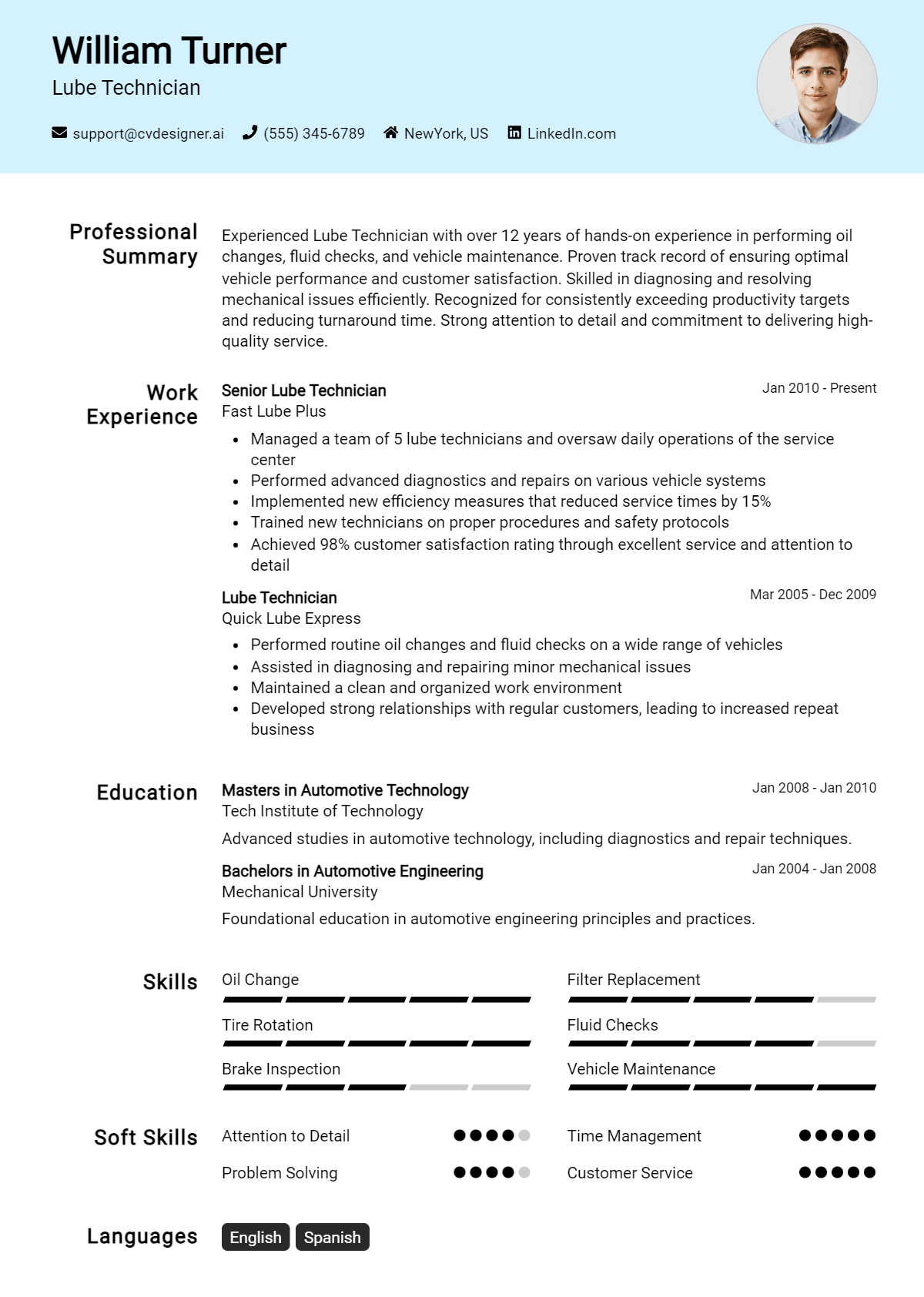 Lube Technician Resume Example (1)