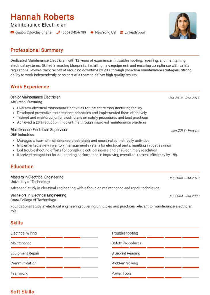 Maintenance Electrician Resume Example (1)