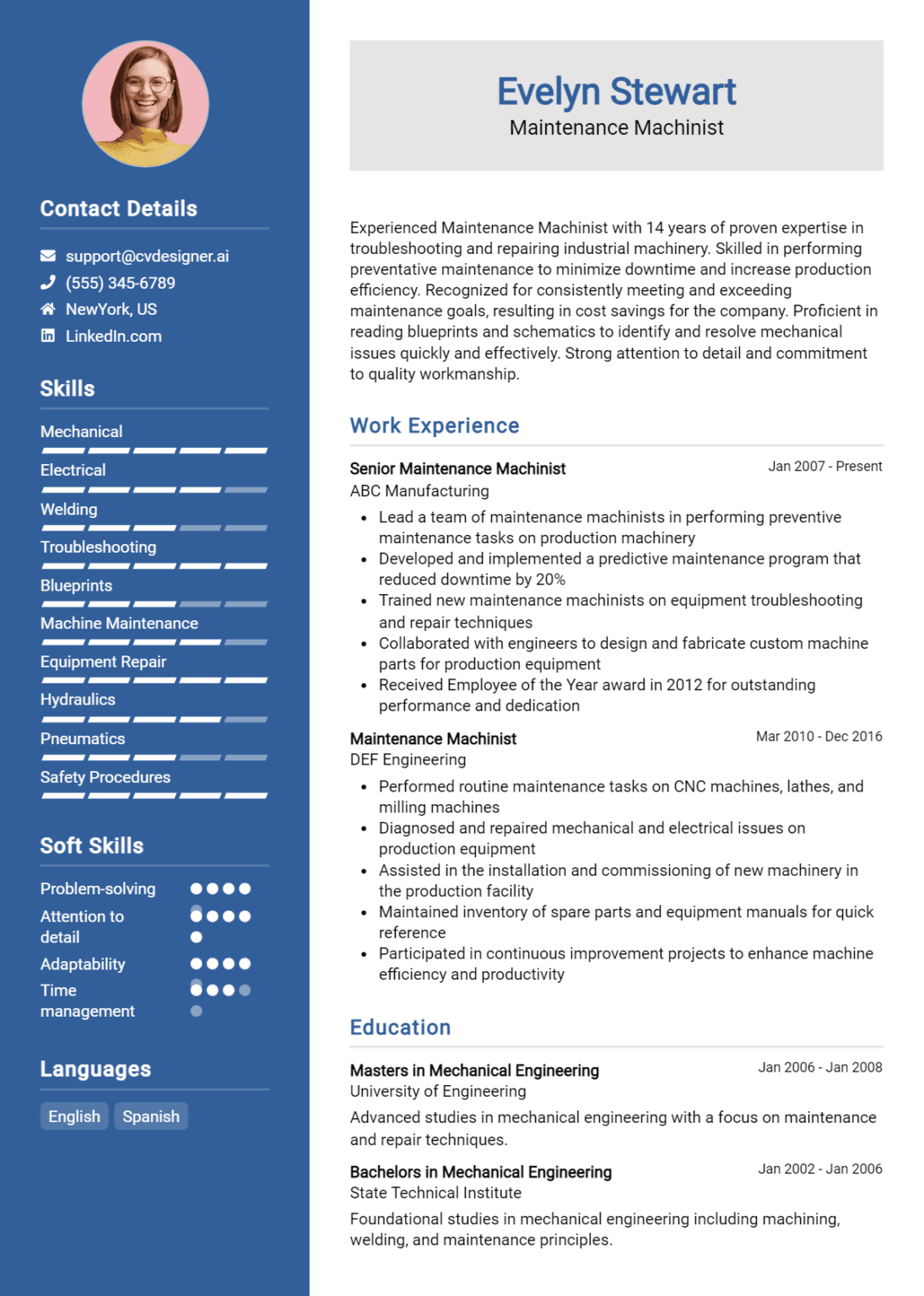 21 Mechanical Fitter Resume Examples - Maintenance Machinist Resume Example 1095x1536 