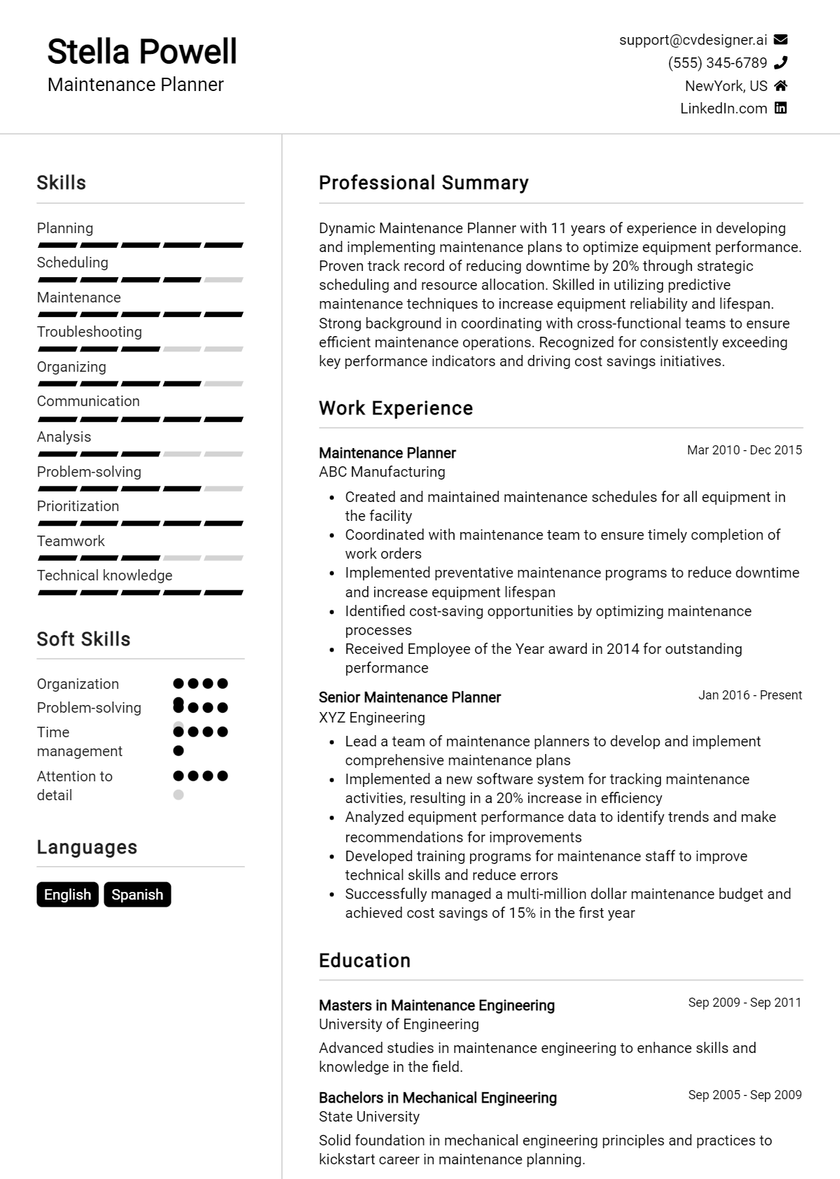 Maintenance Planner Resume Example (1)