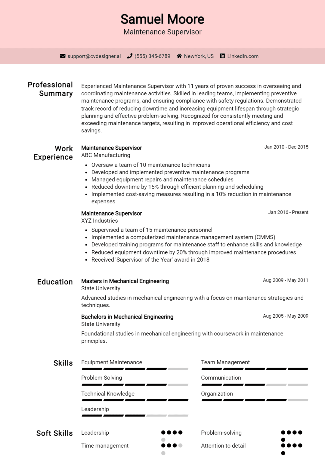 25 Maintenance Manager Resume Examples - Maintenance Supervisor Resume Example 1 1095x1536 