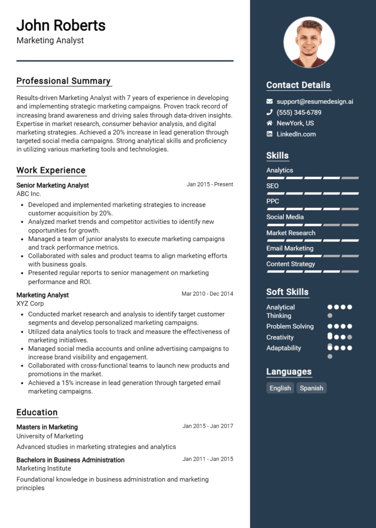 21 Marketing Analyst Resume Examples And Templates for 2025