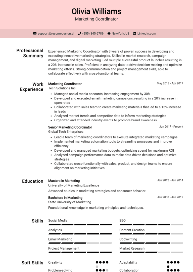 21 Marketing Coordinator Resume Examples And Templates for 2025