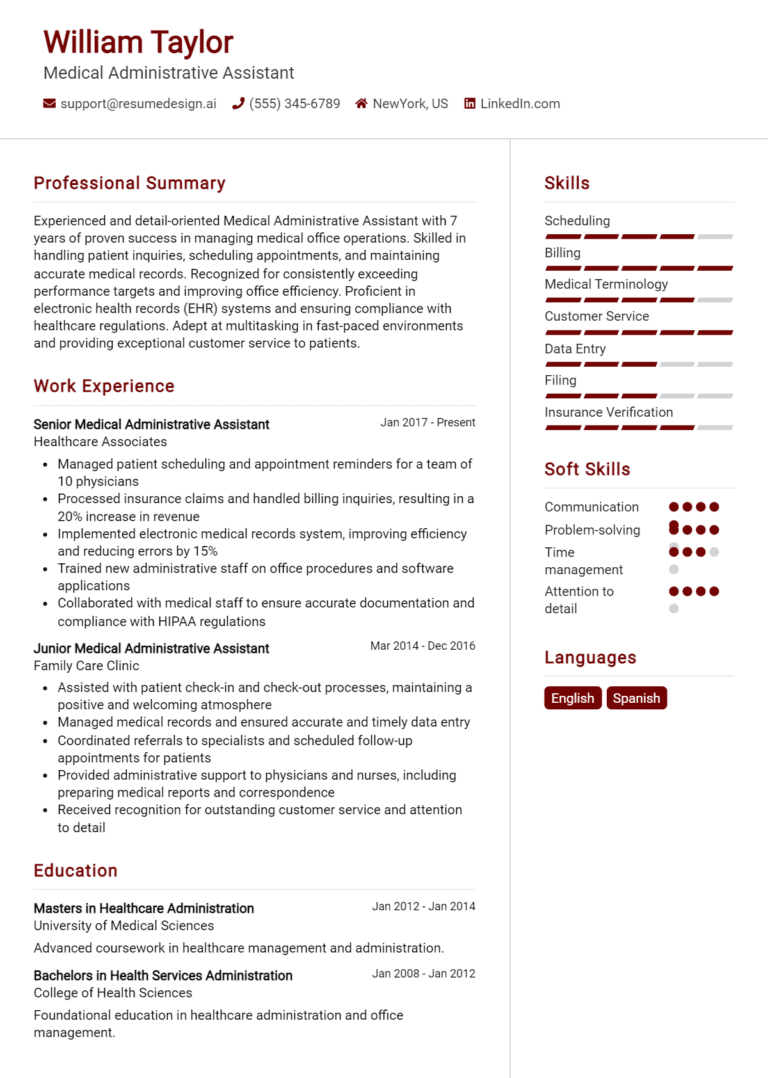 25 Medical Administrative Assistant Resume Examples And Templates for 2025 [Guide]