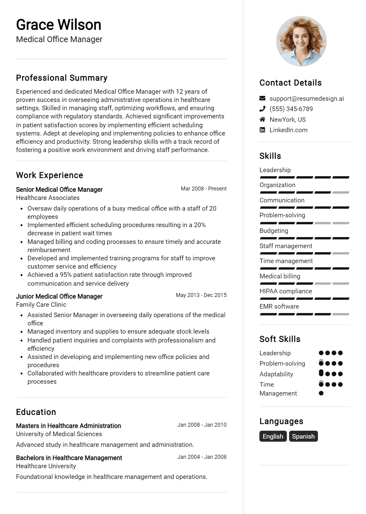 Medical Office Manager Resume Example