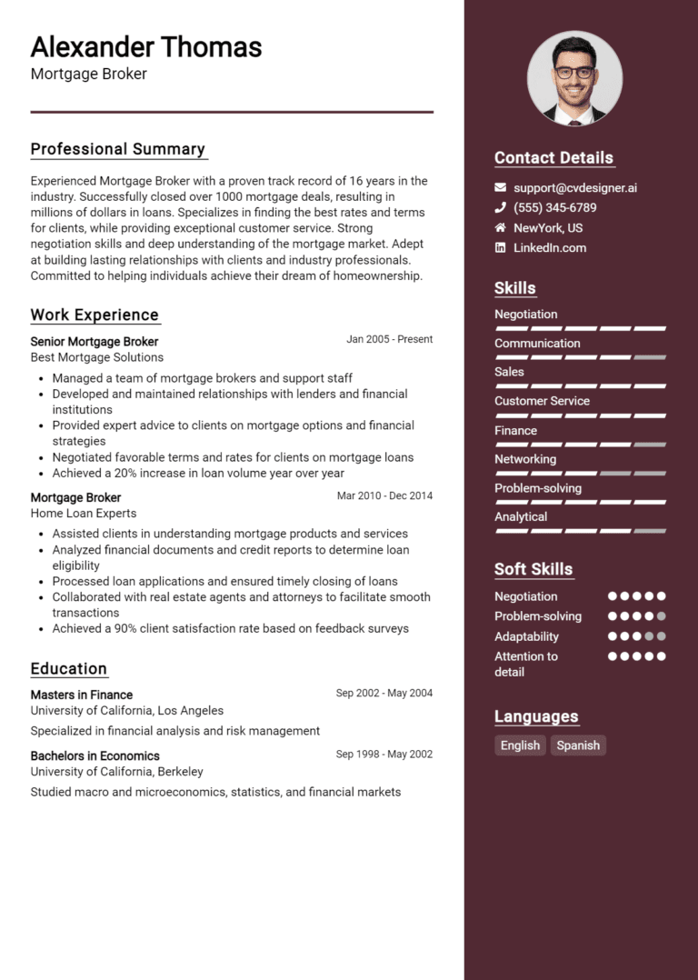 18 Mortgage Broker Resume Examples And Templates for 2025
