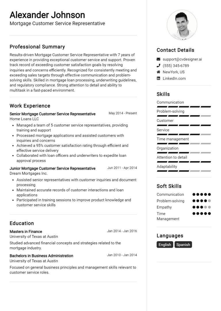 18 Mortgage Customer Service Representative Resume Examples And Templates for 2025