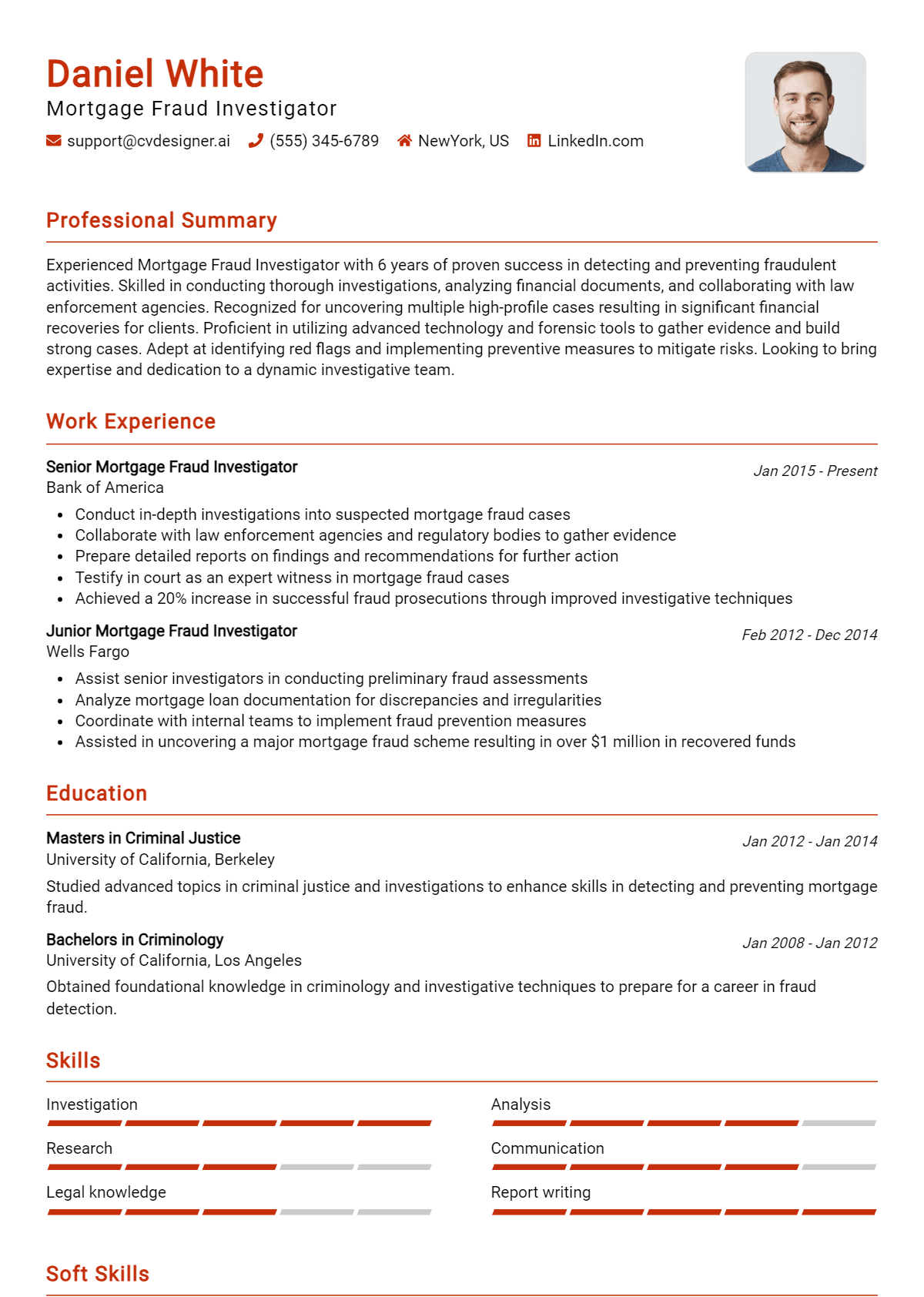 Mortgage Fraud Investigator Resume Example