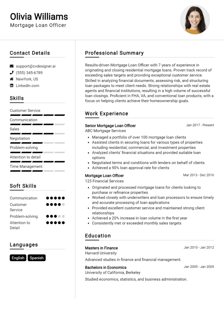 18 Mortgage Loan Officer Resume Examples And Templates for 2025: Expert Tips