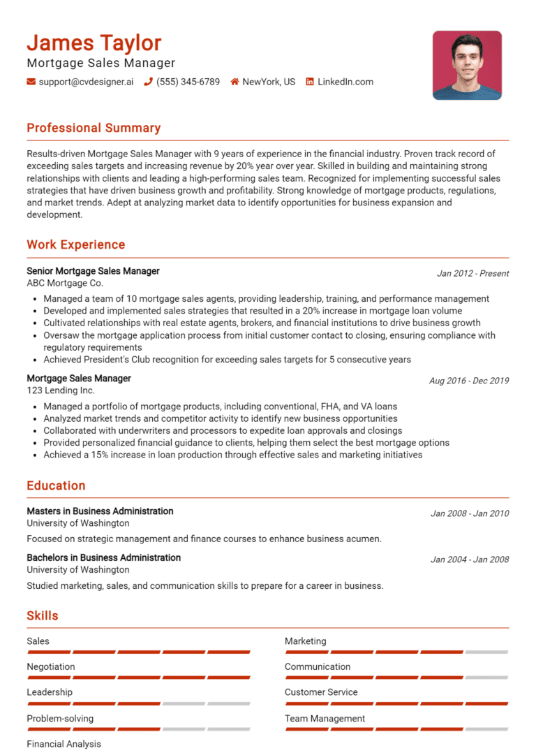 18 Mortgage Sales Manager Resume Examples And Templates for 2025
