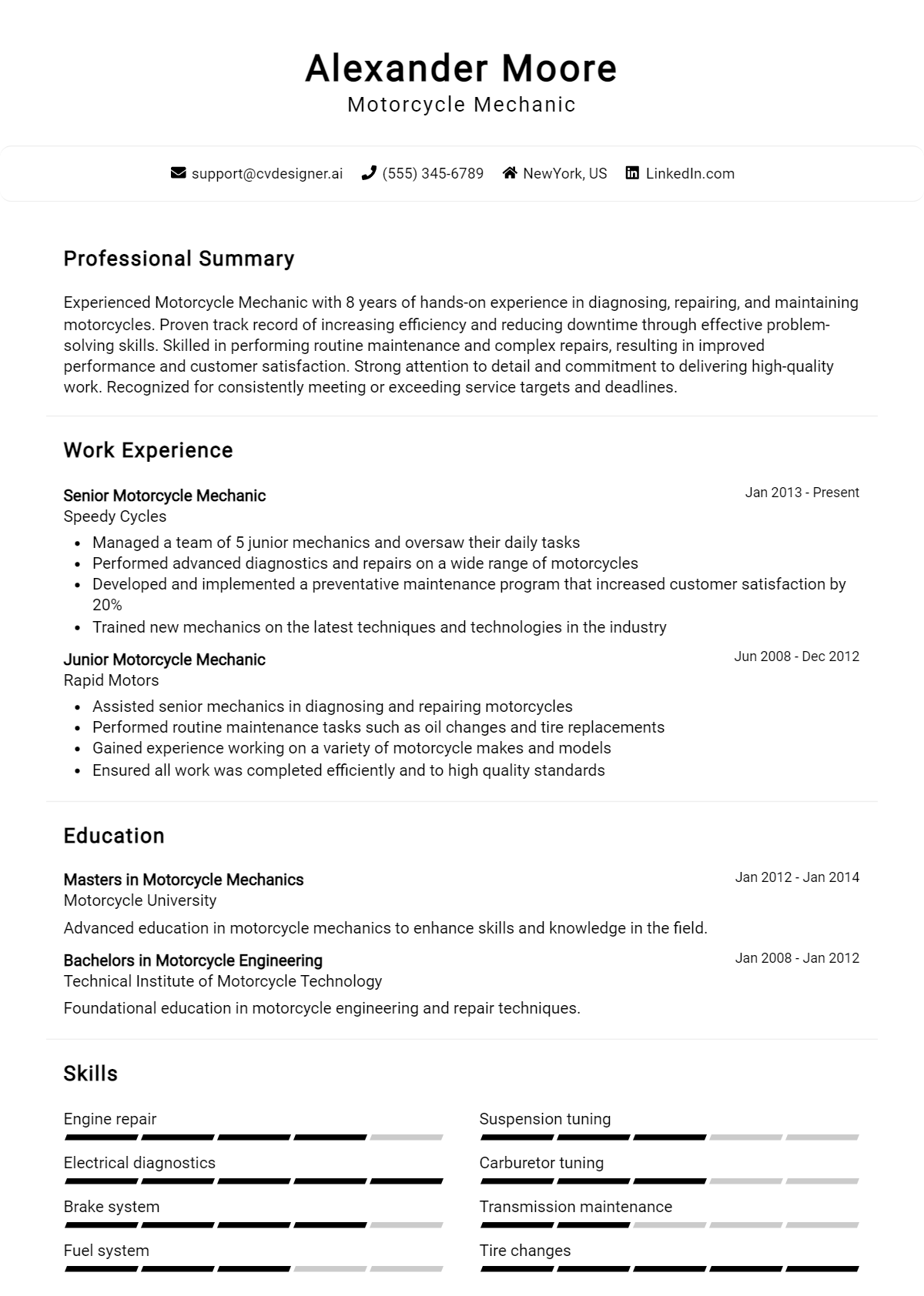 Motorcycle Mechanic Resume Example (1)