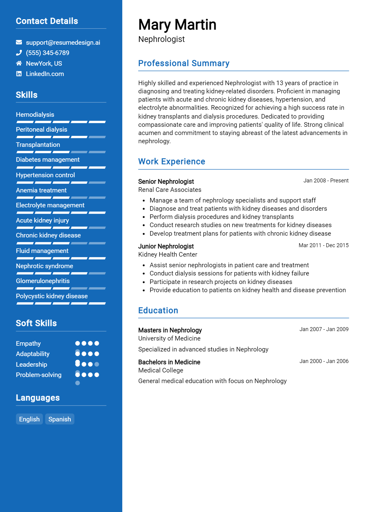 Nephrologist Resume Example