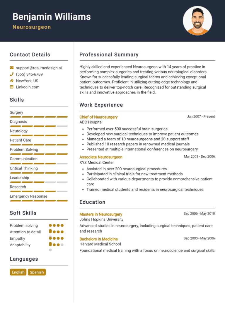 12 Neurosurgeon Resume Examples And Templates for 2025