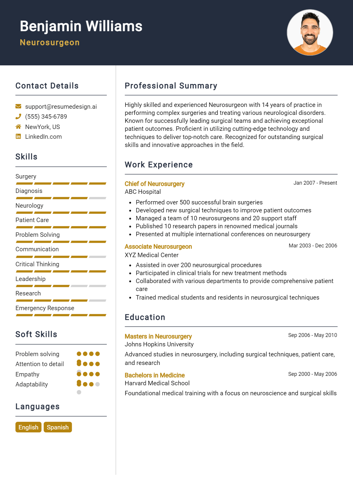 Neurosurgeon Resume Example