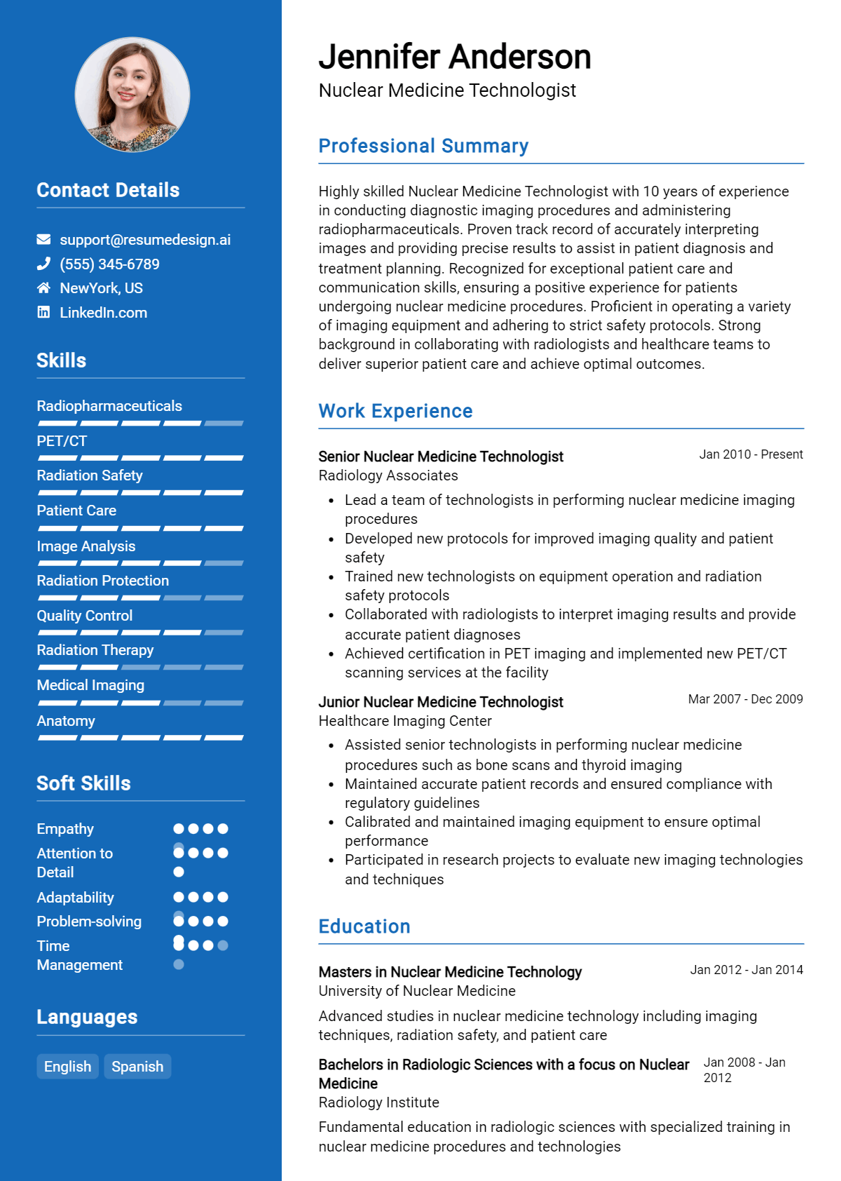 Nuclear Medicine Technologist Resume Example