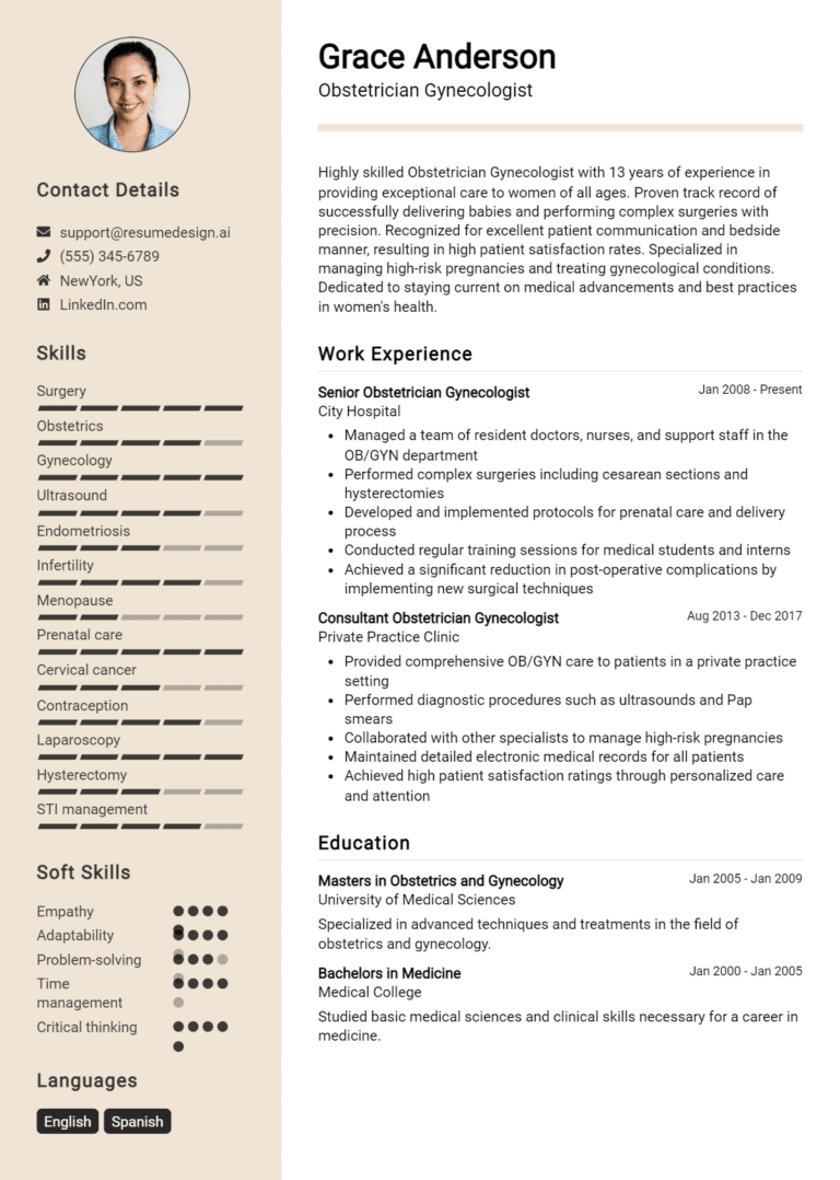 35 Obstetrician-Gynecologist Resume Examples And Templates for 2025 (Downloadable)