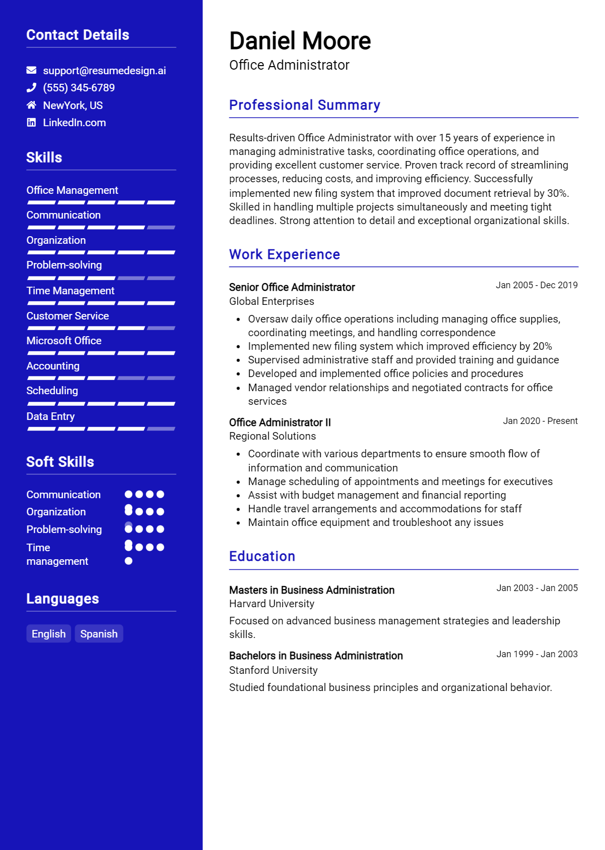 Office Administrator Resume Example