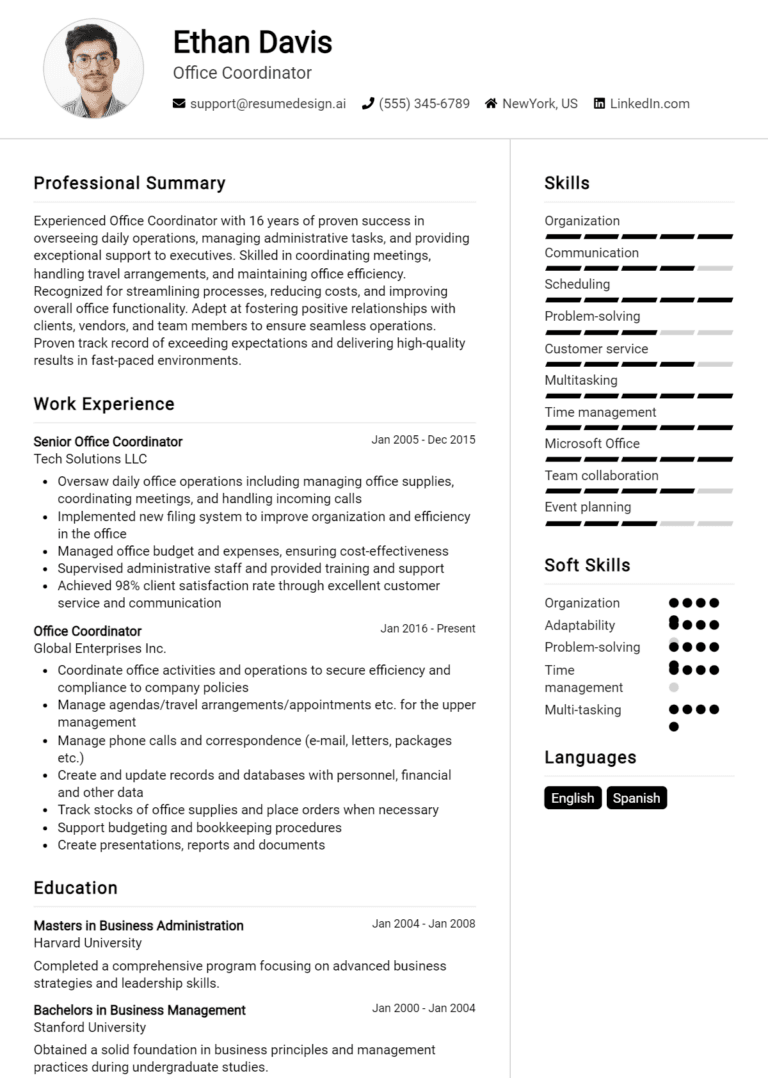 15 Office Coordinator Resume Examples And Templates for 2025