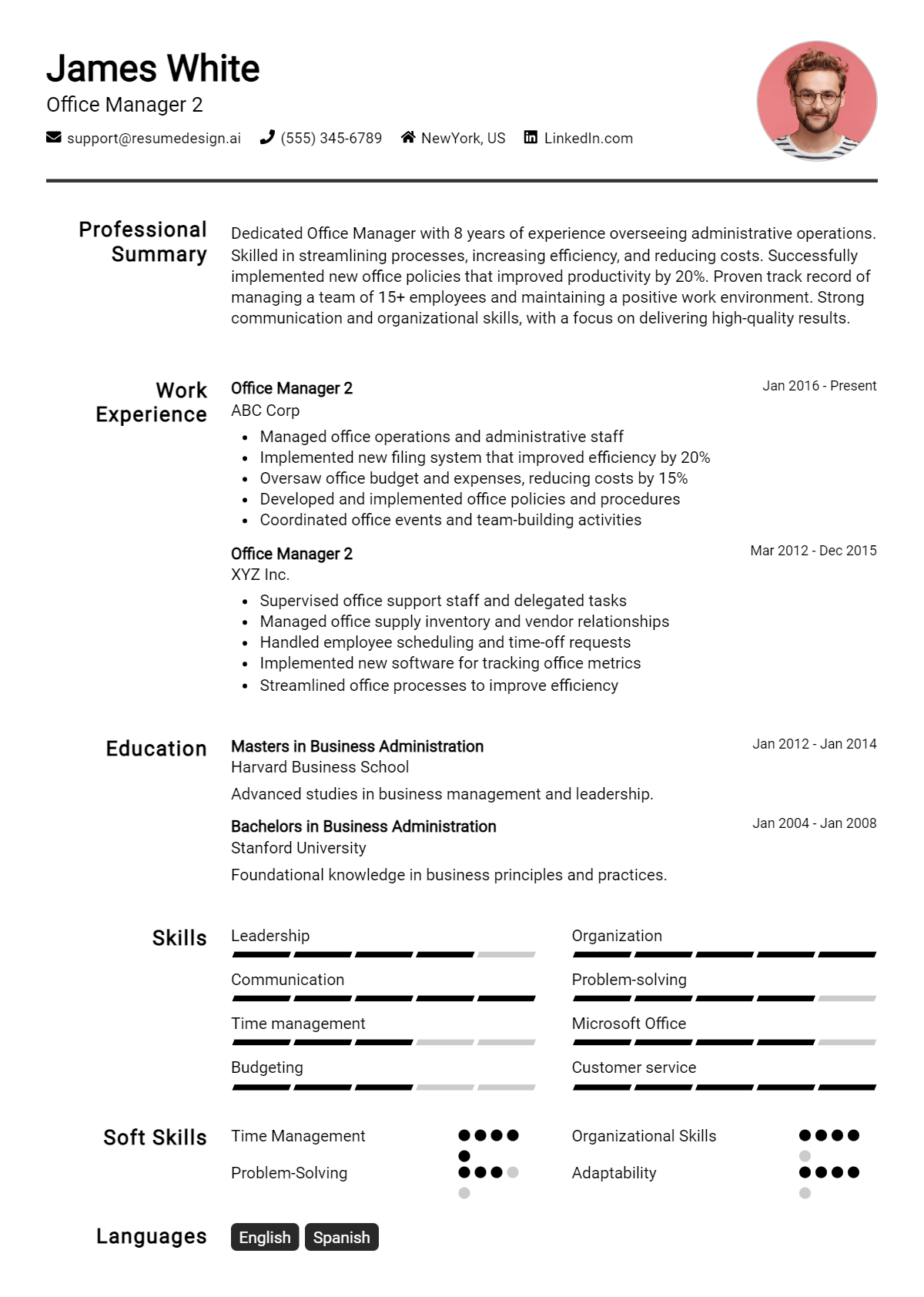 Office Manager 2 Resume Example