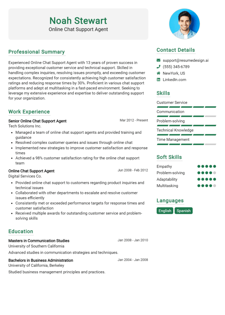 25 Online Chat Support Agent Resume Examples And Templates for 2025