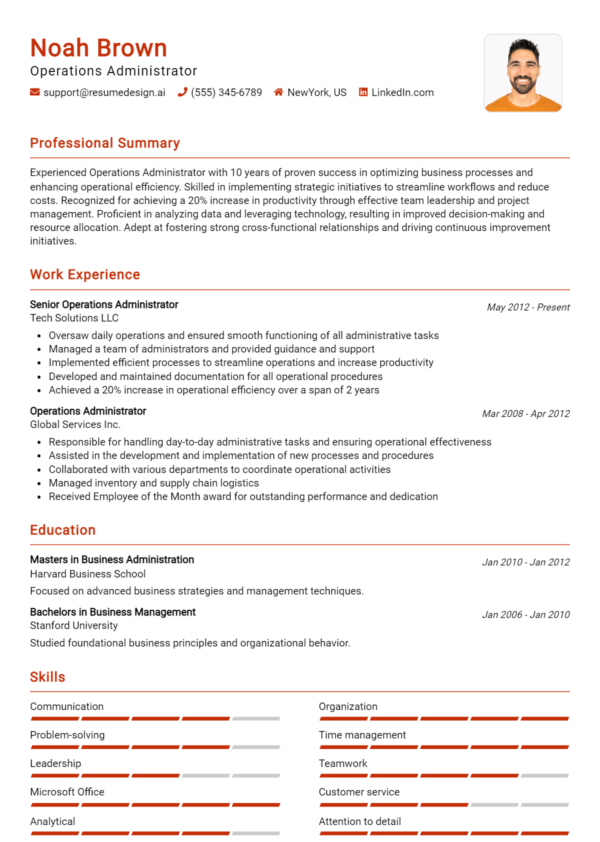 Operations Administrator Resume Example