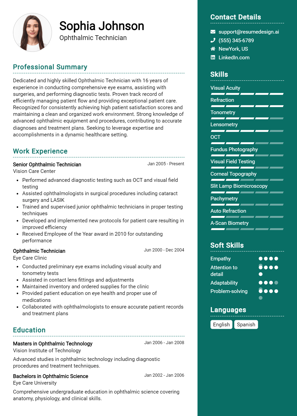 Ophthalmic Technician Resume Example