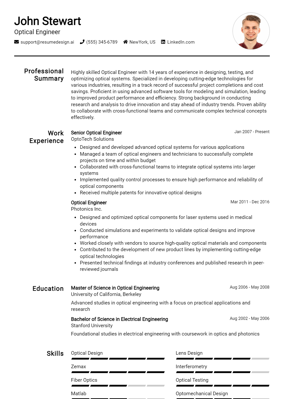 Optical Engineer Resume Example (1)