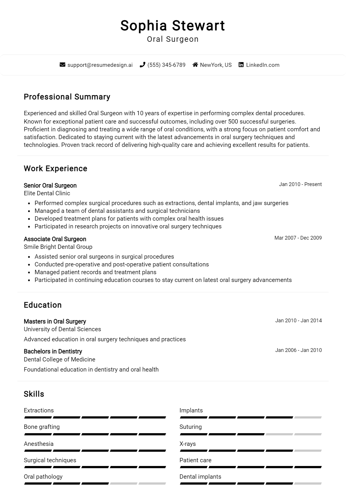 Oral Surgeon Resume Example