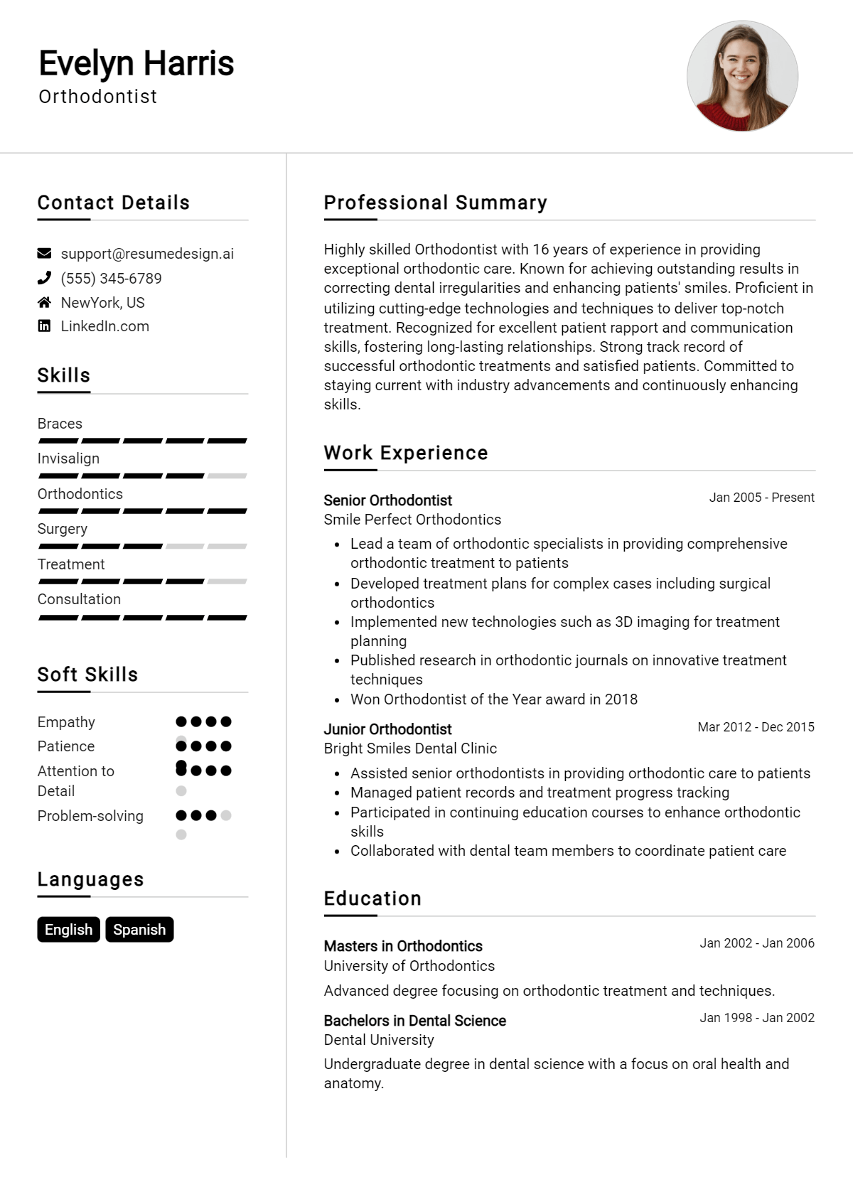 Orthodontist Resume Example