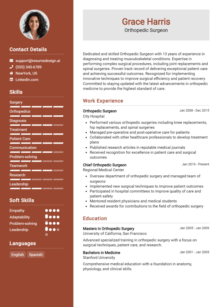 12 Orthopedic Surgeon Resume Examples And Templates for 2025