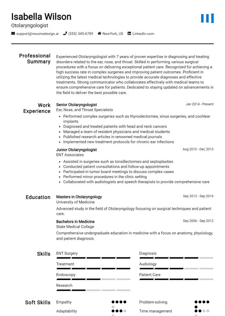 35 Otolaryngologist Resume Examples And Templates for 2025: Best Tips